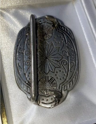 Pristine Vintage Ornate Silver Belt Buckle