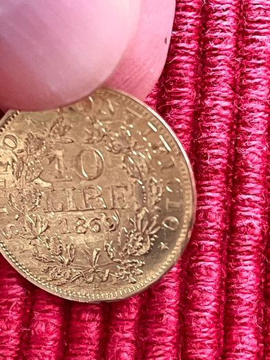 Vatican 1869 10 Lire Gold Coin Papal State Rare Low Mintage 5944 Mintage