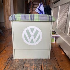 campervan porto potti storage with cushion seat