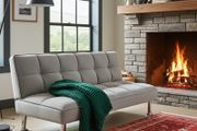 Grey Folding 3 Seater Fabric Sofa Bed