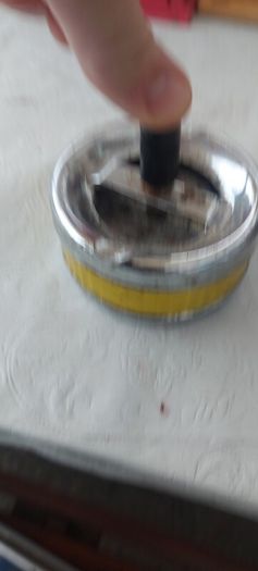 Vintage Roulette Push Ashtray: Metal Man Cave Decor,1960s 70s ,sold as seen ,see pictures for condition, used ,,abit of rust ,needs a clean