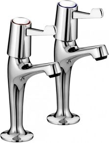Value High Neck Pillar Taps with Durable Ceramic Disc Valves, Deck Mounted, Chrome Finish
