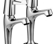 Value High Neck Pillar Taps with Durable Ceramic Disc Valves, Deck Mounted, Chrome Finish