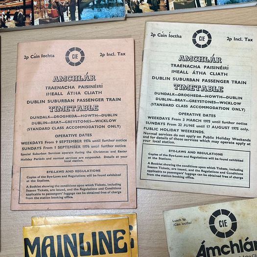 1970s CIE Irish Railway Passenger Train Timetables x 8 - Maps - Bundle