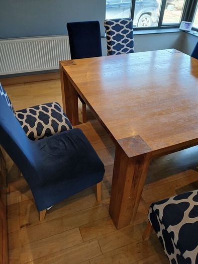 Large square sturdy Table (& 8 chairs)