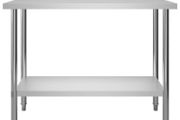vidaXL Kitchen Work Table with Backsplash 120x60x93 cm Stainless Steel