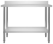 vidaXL Kitchen Work Table with Backsplash 120x60x93 cm Stainless Steel