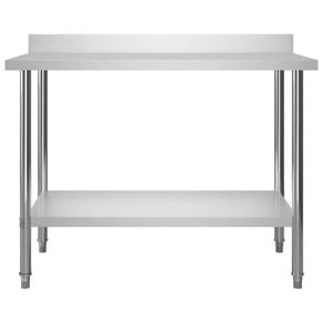 vidaXL Kitchen Work Table with Backsplash 120x60x93 cm Stainless Steel