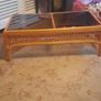mid century bamboo coffee table clear glass Image 3
