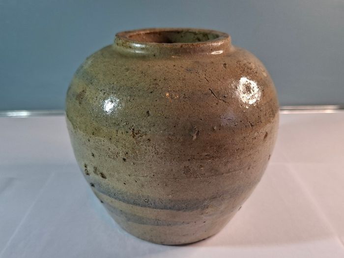 Antique Qing Chinese Pottery Glazed Ginger Jar