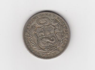 1923 Republica Peruana 5 Five Decimos Fino Silver PERU 50% silver Coin (no .393)
