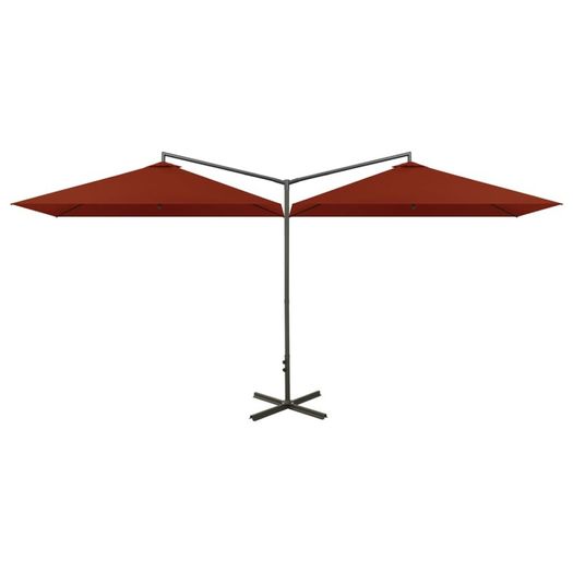 Double Parasol with Steel Pole Terracotta 600x300 cm