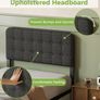 Single Bed Frame 3ft with Upholstered Headboard, 36 cm High, Heavy Duty Metal Bed Frame Single with Steel Slats, Ample Storage Underbed, Easy Assembly, Noise Free, Black Image 4