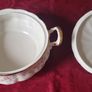 9 Piece Royal Albert Victoriana Rose Bone China Gold Gilt Lidded Tureen And Soup Bowls Set Made In England Image 5