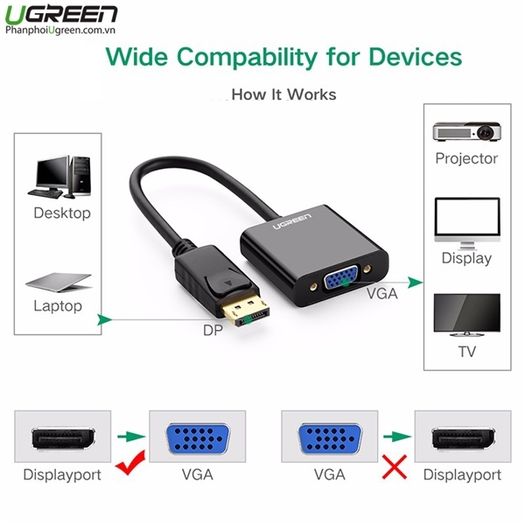 DP Male to VGA Female Converter