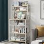 Kitchen Bakers Rack, Microwave Oven Stand with Storage Shelves, Industrial Coffee Bar Station, with Adjustable Wine Holders and 12 S Hooks, Metal Frame, Natural  White, 58 / 39 / 144CM Image 4