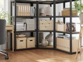 Corner Shelving Set 4 Tier Heavy Duty Metal Storage Shelving for Garage Storage Room Basement Shelf Load 1500kg Ink Black