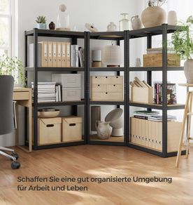 Corner Shelving Set 4 Tier Heavy Duty Metal Storage Shelving for Garage Storage Room Basement Shelf Load 1500kg Ink Black