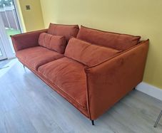Maeve 3 Seater Velvet Sofa Rust Orange