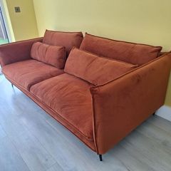 Maeve 3 Seater Velvet Sofa Rust Orange