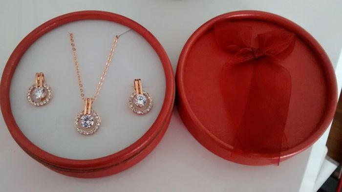 18K Rose Gold Plated Crystal Pendant & Earrings Set