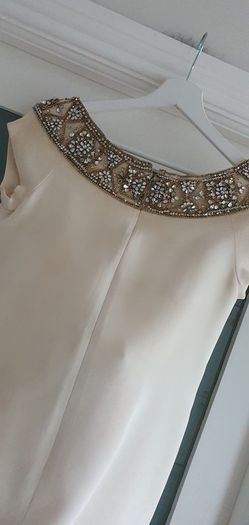 MARCHESA 100% silk mini dress with jewel encrusted scooped neck Sz 10 - Rrp 495 USD