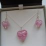 Jewellery set, Glass heart necklace.earrings,Silver jewellery.Valentines Day Image 4
