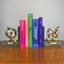 Vintage Mid Century Brass & Marble Armillary Sphere Bookends Image 7