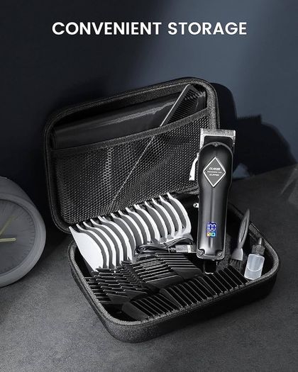 Hair Clippers for Men - Cordless Professional Barber Clipper Hair Cutting Kit with 15 Guide Combs for Haircut, Trimming & Grooming