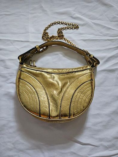 Zara Gold Patent Leather Shoulder Bag