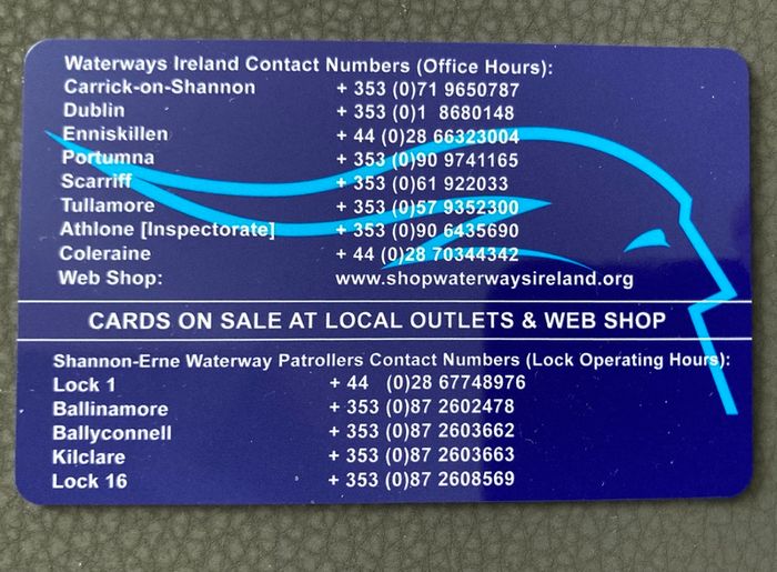 Waterways Ireland Mint 10 Unit Card