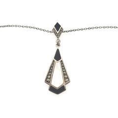 Vintage 925 Sterling Silver, Marcasite & MOP necklace