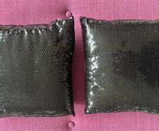 2 black sequin square throw cushions 28cm x 28cm EUC