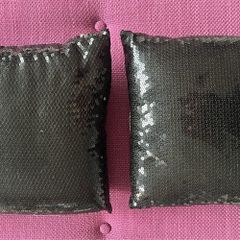 2 black sequin square throw cushions 28cm x 28cm EUC