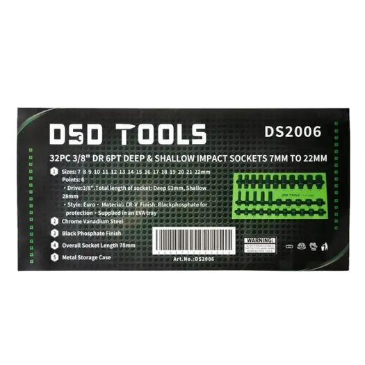 DSD Tools 32pc 3/8" Deep & Shallow Impact Socket Set