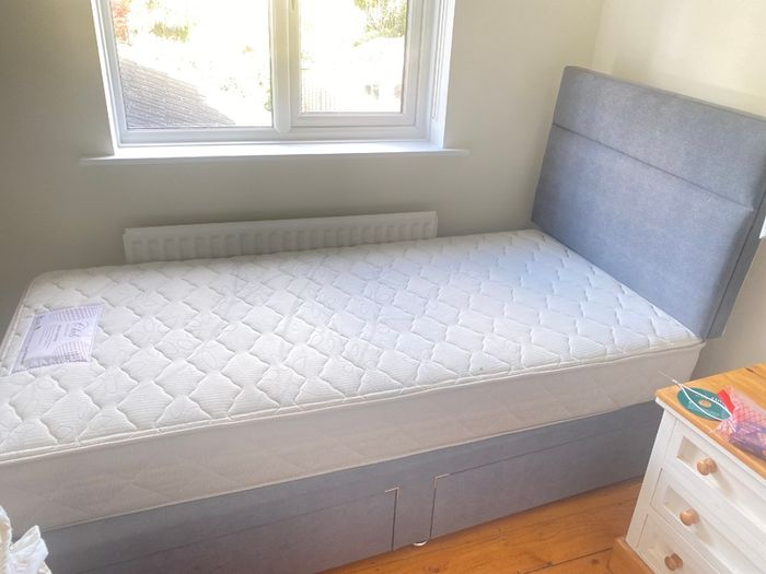 2 Single divan beds with storage drawers and headboards