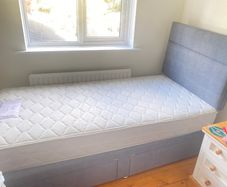 2 Single divan beds with storage drawers and headboards