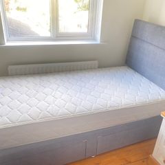 2 Single divan beds with storage drawers and headboards