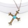 925 Silver Turquoise Accent Cross Necklace Image 5