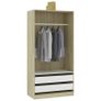 Wardrobe White and Sonoma Oak 100x50x200 cm Chipboard Image 2