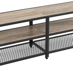 _TV Cabinet, TV Table, Lowboard for TVs up to 70 Inches, TV Cabinet with Shelves, Steel Frame, TV Shelf for Living Room, Bedroom, Gray-Black