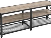 _TV Cabinet, TV Table, Lowboard for TVs up to 60 inches, TV Cabinet with Shelves, Steel Frame, TV Shelf for Living Room, Bedroom, Greige-Black