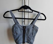 Corset style denim look crop top-UK 6/8