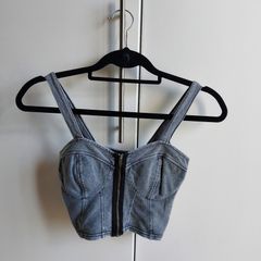 Corset style denim look crop top-UK 6/8