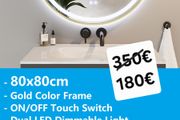 LED Bathroom Mirror Gold Frame 80cm