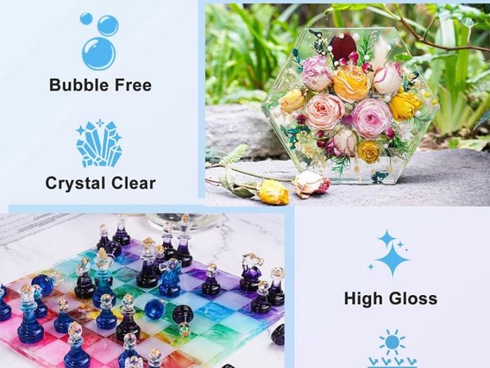 Epoxy Resin, 64oz Crystal Clear Epoxy Resin and Hardener, Bubbles Free Table Top & Bar Top Casting Resin, Clear Epoxy Resin for Tumblers, Art Crafts, Jewelry Making (FREE POSTAGE)