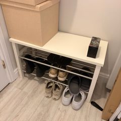 IKEA TJUSIG Bench with Shoe Storage White
