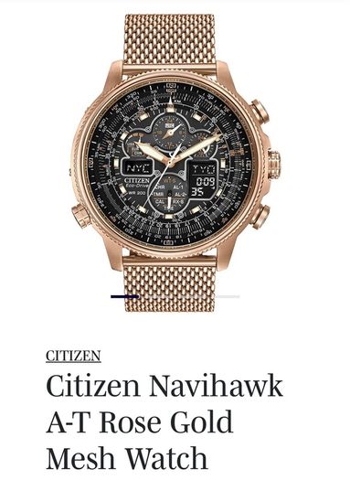 Citizen Navihawk A-T Rose Gold Mesh Watch