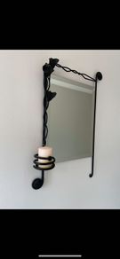 Wrought Iron Wall Mirror with Candle Sconce