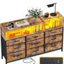 Chest of Drawers Bedroom, Dresser Cabinet with 2 Sockets, 2 USB Ports and 10 Colored LED Strips Image 9